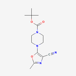 molecular formula C14H20N4O3 B13965015 Tert-butyl 4-(4-cyano-2-methyl-1,3-oxazol-5-yl)piperazine-1-carboxylate 