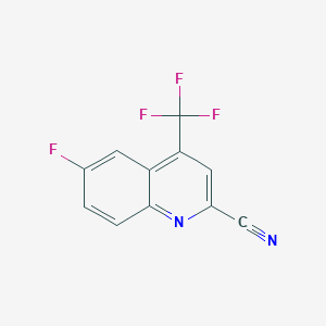 molecular formula C11H4F4N2 B1396504 6-氟-4-(三氟甲基)喹啉-2-碳腈 CAS No. 1116339-60-6