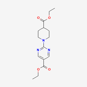molecular formula C15H21N3O4 B1396528 Ethyl 2-[4-(ethoxycarbonyl)piperidin-1-yl]pyrimidine-5-carboxylate CAS No. 1116339-73-1