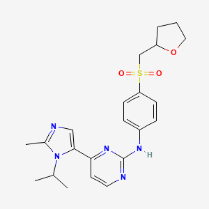 molecular formula C22H27N5O3S B13965622 4-(1-isopropyl-2-methyl-1H-imidazol-5-yl)-N-(4-((tetrahydrofuran-2-yl)methylsulfonyl)phenyl)pyrimidin-2-amine 