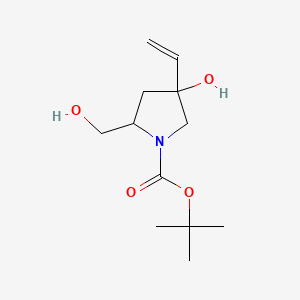 molecular formula C12H21NO4 B13965667 Tert-butyl 4-hydroxy-2-(hydroxymethyl)-4-vinyl-pyrrolidine-1-carboxylate 