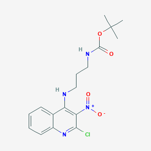 molecular formula C17H21ClN4O4 B13965771 4-[3-(Tert-butoxycarbonylamino)propylamino]-2-chloro-3-nitroquinoline 