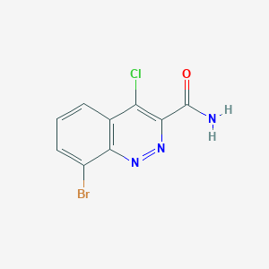 molecular formula C9H5BrClN3O B13965916 8-Bromo-4-chloro-3-cinnolinecarboxamide CAS No. 663948-25-2