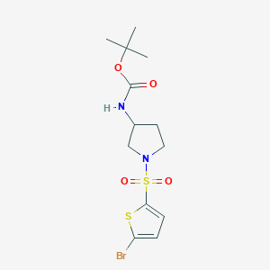 molecular formula C13H19BrN2O4S2 B13965939 Tert-butyl (1-((5-bromothiophen-2-yl)sulfonyl)pyrrolidin-3-yl)carbamate 
