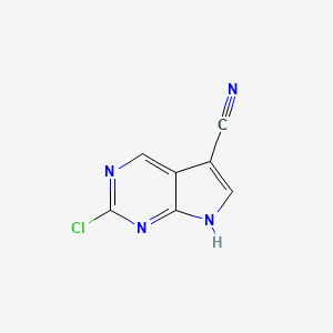 molecular formula C7H3ClN4 B1396607 2-Chloro-7H-pyrrolo[2,3-D]pyrimidine-5-carbonitrile CAS No. 1060816-60-5