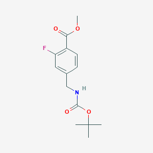molecular formula C14H18FNO4 B13966109 Methyl 4-{[(tert-butoxycarbonyl)amino]methyl}-2-fluorobenzoate 