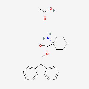molecular formula C23H27NO4 B13966214 acetic acid;9H-fluoren-9-ylmethyl 1-aminocyclohexane-1-carboxylate 