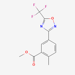 molecular formula C12H9F3N2O3 B13966363 Methyl 2-methyl-5-(5-(trifluoromethyl)-1,2,4-oxadiazol-3-yl)benzoate 