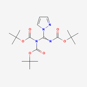 molecular formula C19H30N4O6 B13966370 tert-butyl N-[(2-methylpropan-2-yl)oxycarbonyl]-N-[N-[(2-methylpropan-2-yl)oxycarbonyl]-C-pyrazol-1-ylcarbonimidoyl]carbamate 