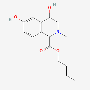 molecular formula C15H21NO4 B13966421 4,6-Dihydroxy-2-methyl-1,2,3,4-tetrahydro-1-isoquinolinecarboxylic acid butyl ester CAS No. 36769-46-7