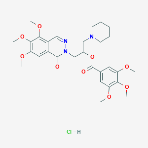 molecular formula C29H38ClN3O9 B13966457 Benzoic acid, 3,4,5-trimethoxy-, 1-(1-piperidinylmethyl)-2-(5,6,7-trimethoxy-1-oxo-2(1H)-phthalazinyl)ethyl ester, monohydrochloride CAS No. 38952-85-1
