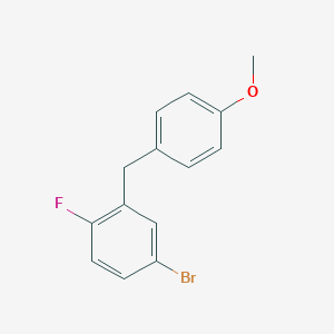 molecular formula C14H12BrFO B1396712 4-Bromo-1-fluoro-2-(4-methoxy-benzyl)-benzene CAS No. 1181681-00-4