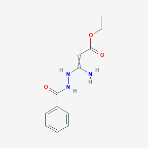 molecular formula C12H15N3O3 B139672 Ethyl 3-amino-3-(2-benzoylhydrazinyl)prop-2-enoate CAS No. 146255-36-9