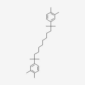 molecular formula C30H46 B13967317 Benzene, 1,1'-(1,1,10,10-tetramethyl-1,10-decanediyl)bis[3,4-dimethyl- 