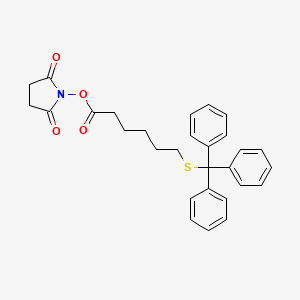 molecular formula C29H29NO4S B1396741 Hexanoic acid, 6-[(triphenylmethyl)thio]-, 2,5-dioxo-1-pyrrolidinyl ester CAS No. 1398623-71-6