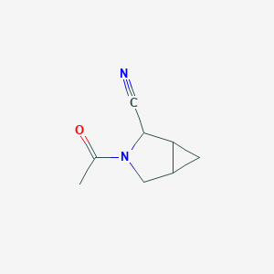 molecular formula C8H10N2O B13967513 3-Acetyl-3-azabicyclo[3.1.0]hexane-2-carbonitrile CAS No. 74650-13-8