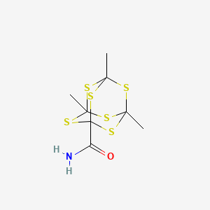 molecular formula C8H11NOS6 B13967551 3,5,7-Trimethyl-2,4,6,8,9,10-hexathiaadamantane-1-carboxamide CAS No. 57289-12-0