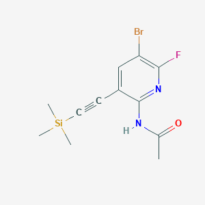molecular formula C12H14BrFN2OSi B13967556 N-(5-Bromo-6-fluoro-3-((trimethylsilyl)ethynyl)pyridin-2-YL)acetamide 