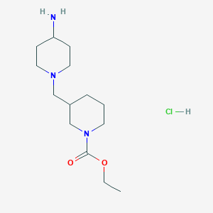 molecular formula C14H28ClN3O2 B1396768 Ethyl 3-[(4-aminopiperidin-1-yl)methyl]piperidine-1-carboxylate hydrochloride CAS No. 1257850-47-7