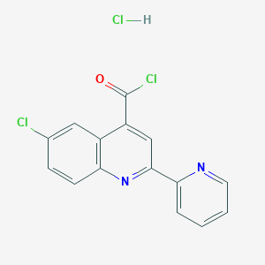 molecular formula C15H9Cl3N2O B1396773 6-Chloro-2-(pyridin-2-yl)quinoline-4-carbonyl chloride hydrochloride CAS No. 1332528-36-5