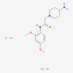 molecular formula C15H25Cl2N3O3 B1396779 2-(4-aminopiperidin-1-yl)-N-(2,4-dimethoxyphenyl)acetamide dihydrochloride CAS No. 1332530-10-5