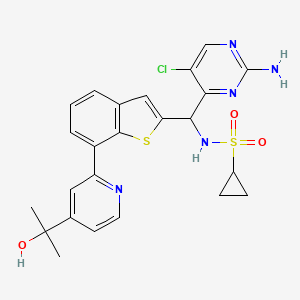 molecular formula C24H24ClN5O3S2 B13967823 N-[(2-amino-5-chloropyrimidin-4-yl)-[7-[4-(2-hydroxypropan-2-yl)pyridin-2-yl]-1-benzothiophen-2-yl]methyl]cyclopropanesulfonamide 