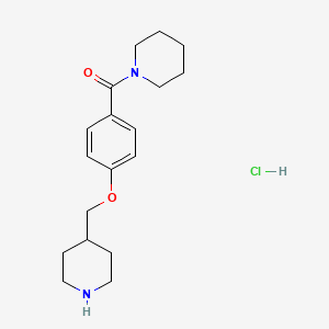 molecular formula C18H27ClN2O2 B1396796 1-[4-(Piperidin-4-ylmethoxy)benzoyl]piperidinehydrochloride CAS No. 1332529-65-3