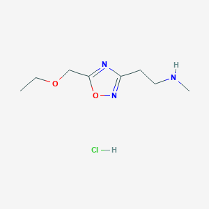 molecular formula C8H16ClN3O2 B1396798 {2-[5-(乙氧基甲基)-1,2,4-恶二唑-3-基]-乙基}甲胺盐酸盐 CAS No. 1332529-22-2