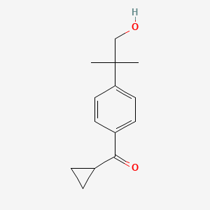 molecular formula C14H18O2 B13968116 Cyclopropyl(4-(1-hydroxy-2-methylpropan-2-yl)phenyl)methanone CAS No. 169280-26-6