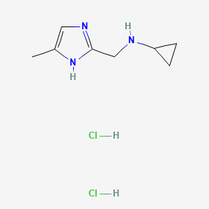 molecular formula C8H15Cl2N3 B1396815 N-[(4-Methyl-1H-imidazol-2-yl)methyl]-cyclopropanamine dihydrochloride CAS No. 1332529-31-3