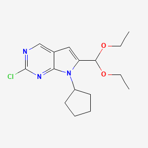 molecular formula C16H22ClN3O2 B1396819 2-氯-7-环戊基-6-二乙氧甲基-7H-吡咯并[2,3-d]嘧啶 CAS No. 1211442-89-5