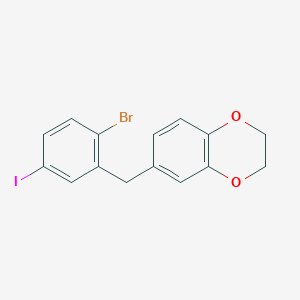 molecular formula C15H12BrIO2 B1396842 6-(2-Bromo-5-iodobenzyl)-2,3-dihydrobenzo[b][1,4]dioxine CAS No. 1291094-65-9