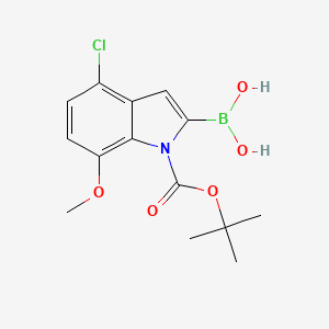 molecular formula C14H17BClNO5 B1396843 (1-(tert-butoxycarbonyl)-4-chloro-7-methoxy-1H-indol-2-yl)boronic acid CAS No. 1203844-60-3