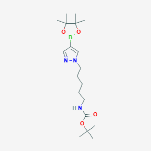 molecular formula C19H34BN3O4 B1396844 tert-Butyl (5-(4-(4,4,5,5-tetramethyl-1,3,2-dioxaborolan-2-yl)-1H-pyrazol-1-yl)pentyl)carbamate CAS No. 1201790-45-5