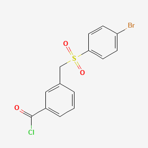 molecular formula C14H10BrClO3S B1396848 3-[(4-Bromophenyl)sulfonylmethyl]benzoyl chloride CAS No. 2206607-64-7