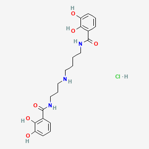 molecular formula C21H28ClN3O6 B13968784 Benzamide, N-(3-((4-((2,3-dihydroxybenzoyl)amino)butyl)amino)propyl)-2,3-dihydroxy-, monohydrochloride CAS No. 74427-44-4