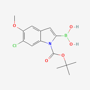 molecular formula C14H17BClNO5 B1396883 (1-(tert-butoxycarbonyl)-6-chloro-5-methoxy-1H-indol-2-yl)boronic acid CAS No. 1203844-43-2