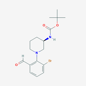 molecular formula C17H23BrN2O3 B1396907 (R)-tert-butyl (1-(2-bromo-6-formylphenyl)piperidin-3-yl)carbamate CAS No. 1204176-24-8