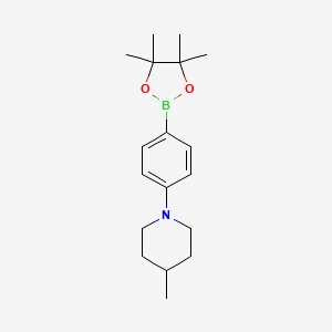 molecular formula C18H28BNO2 B1396930 4-甲基-1-(4-(4,4,5,5-四甲基-1,3,2-二恶杂硼环-2-基)苯基)哌啶 CAS No. 1704095-28-2