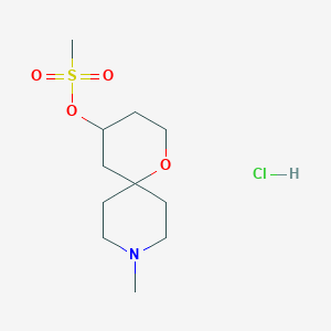molecular formula C11H22ClNO4S B1396937 9-甲基-1-氧杂-9-氮杂螺[5.5]十一烷-4-基甲磺酸盐盐酸盐 CAS No. 1332529-85-7