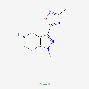 molecular formula C10H14ClN5O B1396940 1-Methyl-3-(3-methyl-1,2,4-oxadiazol-5-yl)-4,5,6,7-tetrahydro-1H-pyrazolo[4,3-c]pyridine hydrochloride CAS No. 1332531-58-4