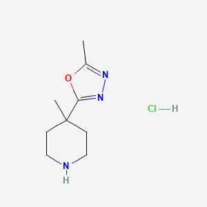 molecular formula C9H16ClN3O B1396942 4-Methyl-4-(5-methyl-1,3,4-oxadiazol-2-yl)piperidine hydrochloride CAS No. 1332530-91-2