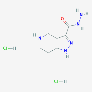 molecular formula C7H13Cl2N5O B1396945 4,5,6,7-tetrahydro-1H-pyrazolo[4,3-c]pyridine-3-carbohydrazide dihydrochloride CAS No. 1332529-50-6