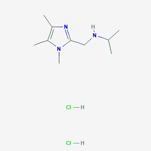 molecular formula C10H21Cl2N3 B1396976 N-[(1,4,5-Trimethyl-1H-imidazol-2-yl)methyl]-propan-2-amine dihydrochloride CAS No. 1332528-65-0