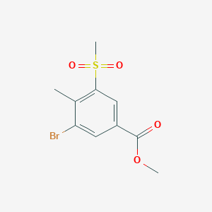 molecular formula C10H11BrO4S B13969764 Methyl 3-bromo-4-methyl-5-(methylsulfonyl)benzoate 