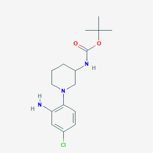 molecular formula C16H24ClN3O2 B13969849 tert-Butyl (1-(2-amino-4-chlorophenyl)piperidin-3-yl)carbamate 
