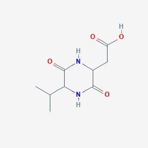 molecular formula C9H14N2O4 B13969920 [3,6-Dioxo-5-(propan-2-yl)piperazin-2-yl]acetic acid CAS No. 397847-48-2