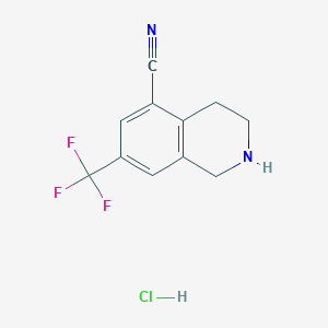 molecular formula C11H10ClF3N2 B1396993 7-(Trifluoromethyl)-1,2,3,4-tetrahydroisoquinoline-5-carbonitrile hydrochloride CAS No. 1187830-66-5