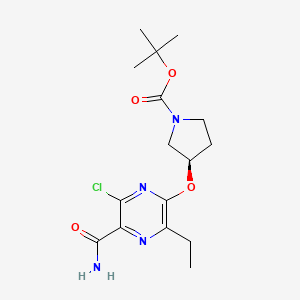 molecular formula C16H23ClN4O4 B13969932 Tert-butyl (R)-3-((5-carbamoyl-6-chloro-3-ethylpyrazin-2-YL)oxy)pyrrolidine-1-carboxylate 