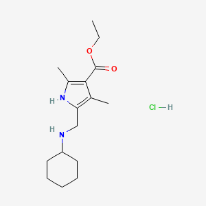 molecular formula C16H27ClN2O2 B1396997 ethyl 5-[(cyclohexylamino)methyl]-2,4-dimethyl-1H-pyrrole-3-carboxylate hydrochloride CAS No. 859067-14-4